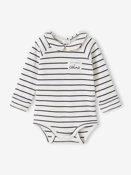 Striped & Long Sleeve Progressive Bodysuit for Babies ecru 