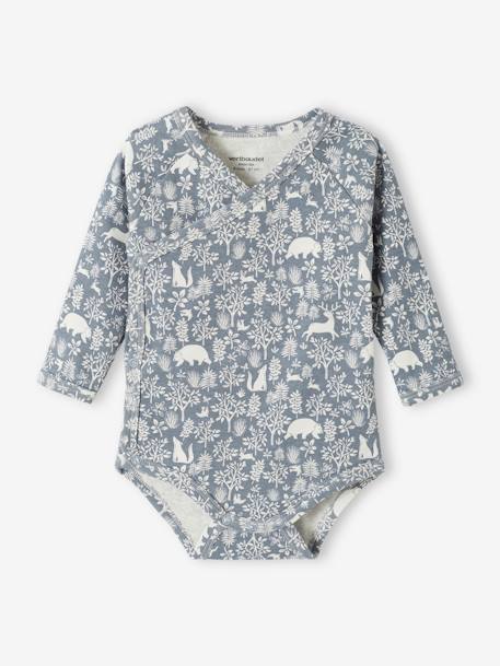 Pack of 3 Long-Sleeved Bodysuits in Organic Cotton for Newborn Babies denim blue+rosy 