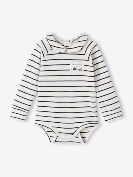 Striped & Long Sleeve Progressive Bodysuit for Babies ecru 