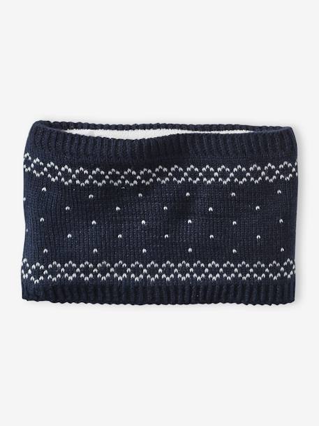 Christmas Gift Box: Reindeer Beanie + Snood + Mittens Set for Baby Boys navy blue 