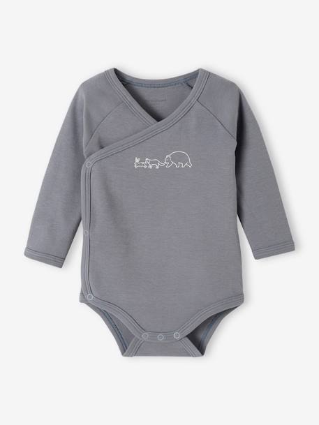 Pack of 3 Long-Sleeved Bodysuits in Organic Cotton for Newborn