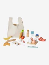 Toys-Role Play Toys-Set of Food Items + Shopping Bag, in Certified Wood