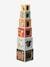 Cube Tower with Shape Sorter in FSC® Wood BEIGE MEDIUM SOLID WITH DECOR+Forest Friends+Forest Friends 