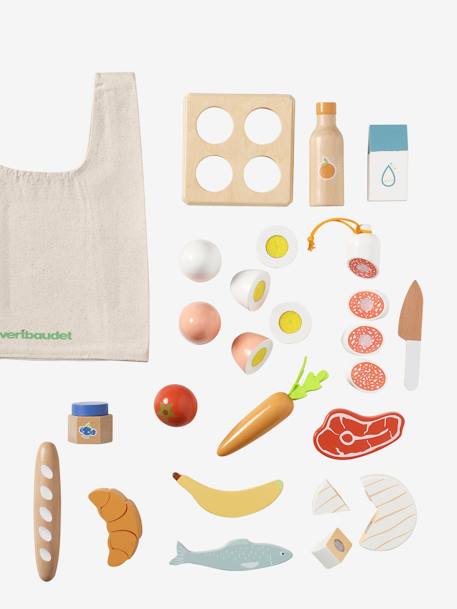 Set of Food Items + Shopping Bag, in Certified Wood wood 