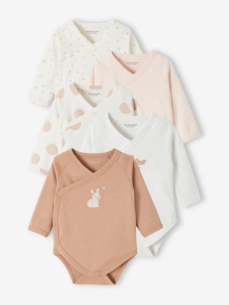 Pack of 5 Long Sleeve Bodysuits for Newborn Babies rosy 