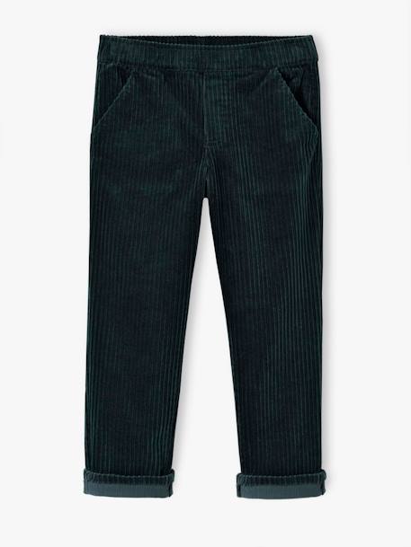 Corduroy Trousers, Easy to Slip On, for Boys caramel+fir green 