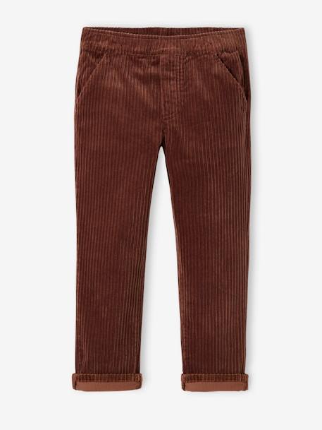 Corduroy Trousers, Easy to Slip On, for Boys caramel+fir green 