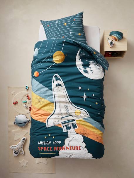 Duvet Cover + Pillowcase Set for Children, SPACE ADVENTURE multicoloured 