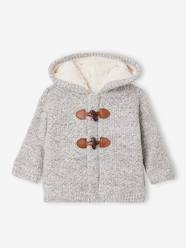 Hooded Cardigan with Faux Fur Lining for Babies