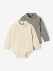 Baby-T-shirts & Roll Neck T-Shirts-T-Shirts-Pack of 2 Bodysuits with Polo Neck for Babies