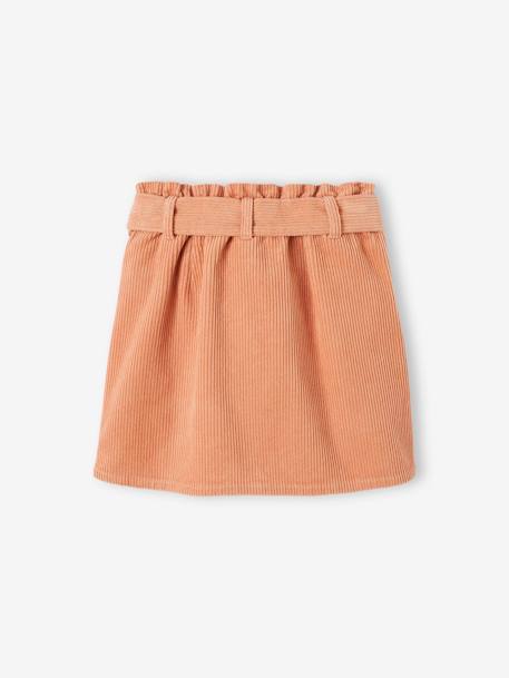 'Paperbag' Style Skirt in Corduroy for Girls Dark Green+grey blue+navy blue+peach+PINK LIGHT SOLID+plum 