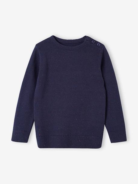 Marl Knit Jumper for Boys navy blue+sandy beige 