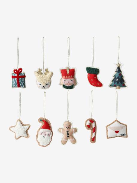 Pack of 10 Christmas Hanging Decorations in Felt, Nutcracker red 