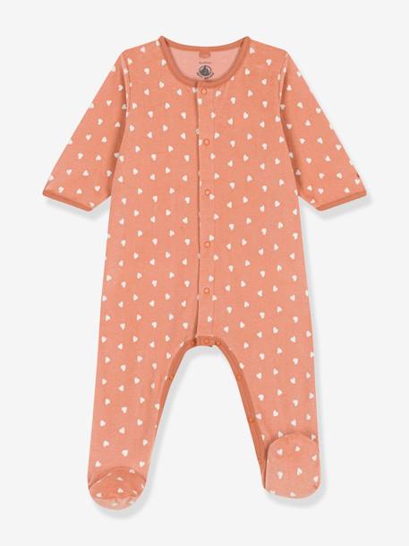 Sleepsuit in Printed Velour for Babies, PETIT BATEAU printed brown 