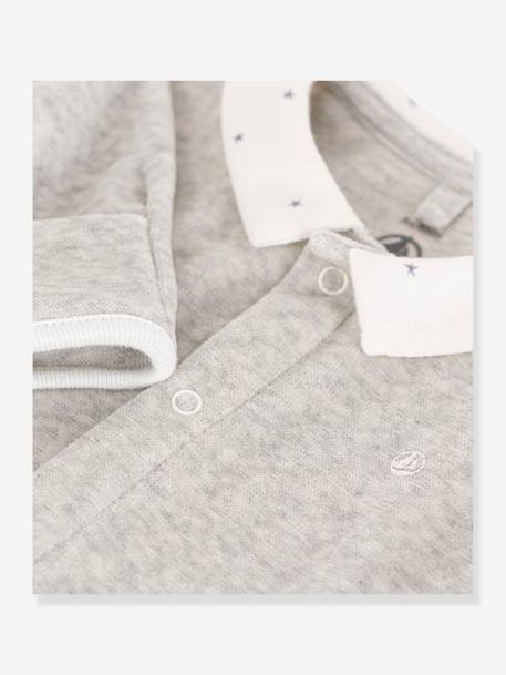 Sleepsuit in Velour for Babies, PETIT BATEAU grey 