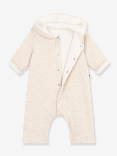 Quilted Jumpsuit with Hood in Cotton for Babies, PETIT BATEAU beige 