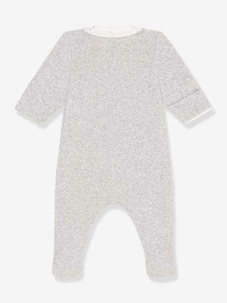 Sleepsuit in Velour for Babies, PETIT BATEAU grey 