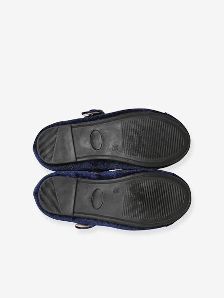 Ballet Pumps in Velour for Girls, Designed for Autonomy navy blue 