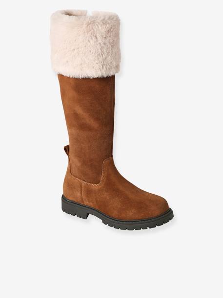 Riding Boots, Furry Lining & Zip, for Girls brown 