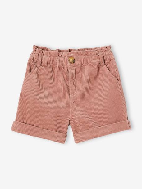 Paperbag Corduroy Shorts for Girls BROWN MEDIUM SOLID+dusky pink+PINK MEDIUM SOLID 