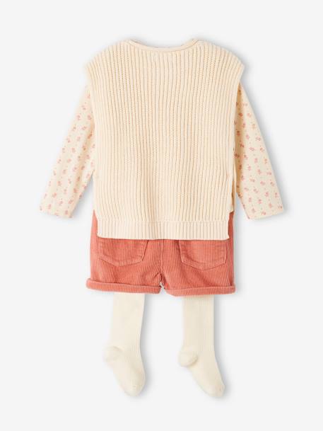 4-Piece Combo for Babies:  Top + Shorts + Jumper +  Tights old rose 