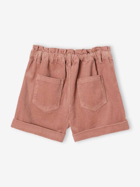 Paperbag Corduroy Shorts for Girls BROWN MEDIUM SOLID+dusky pink+PINK MEDIUM SOLID 