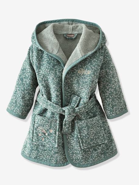 Bathrobe for Baby, Brocéliande printed green 