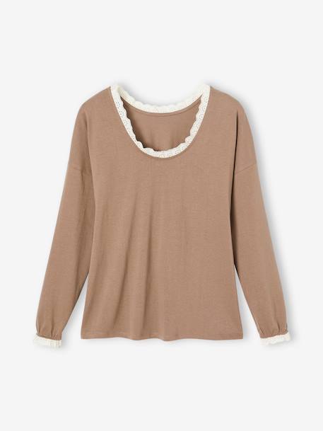 Reversible Top with Lace Trim, for Pregnancy taupe 