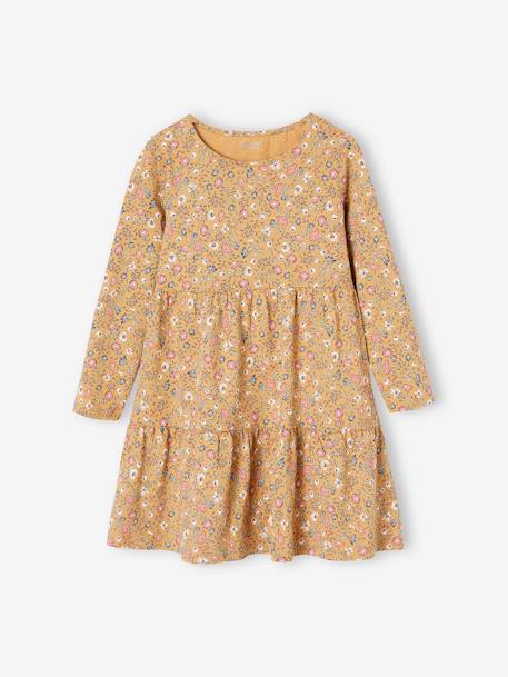 Dress + Cardigan with Ruffles Ensemble for Girls caramel+rosy 