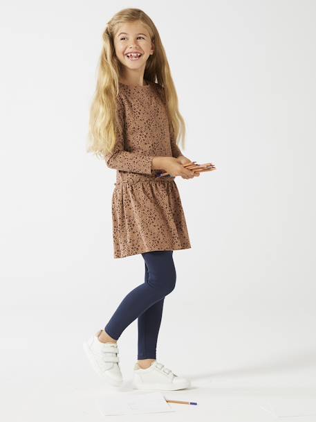 Long Sleeve Printed Dress for Girls PINK MEDIUM ALL OVER PRINTED+printed brown+rosy 