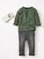 Grandad-Style Long-Sleeved Top for Baby Boys Dark Blue+Dark Green 