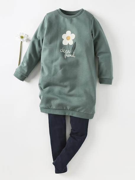 Basics Dress in Fleece for Girls emerald green+marl grey+navy blue+pale pink 