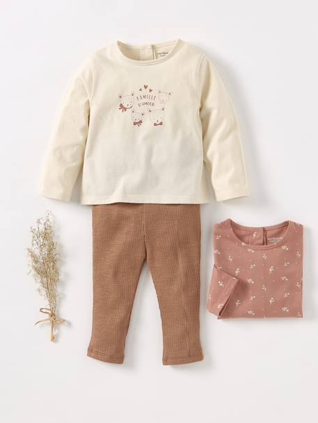 Pack of 2 Long Sleeve Tops for Babies, Basics pale pink+rose 