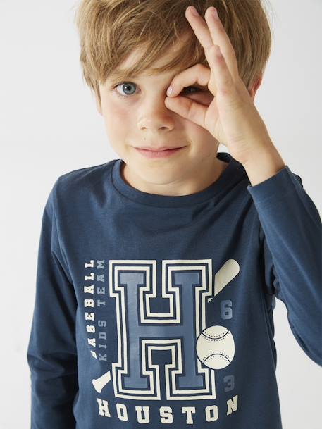 Basics Long Sleeve Top with Fun or Graphic Motif for Boys grey blue+marl beige+marl white+navy blue+night blue+ochre+pecan nut+white 