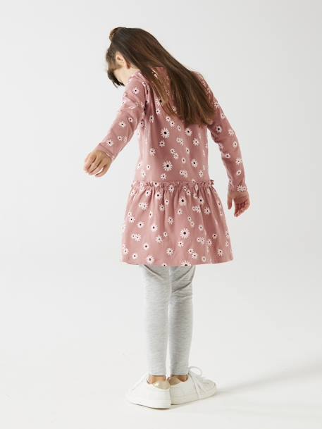 Long Sleeve Printed Dress for Girls ecru+grey green+old rose+PINK MEDIUM ALL OVER PRINTED+printed brown+rosy 