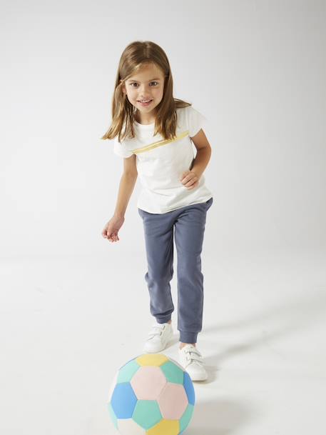 Sports T-Shirt with Iridescent Stripes for Girls marl grey+rosy+WHITE LIGHT SOLID WITH DESIGN 