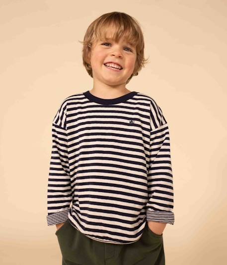 Long Sleeve Top in Double Knit by PETIT BATEAU printed blue 