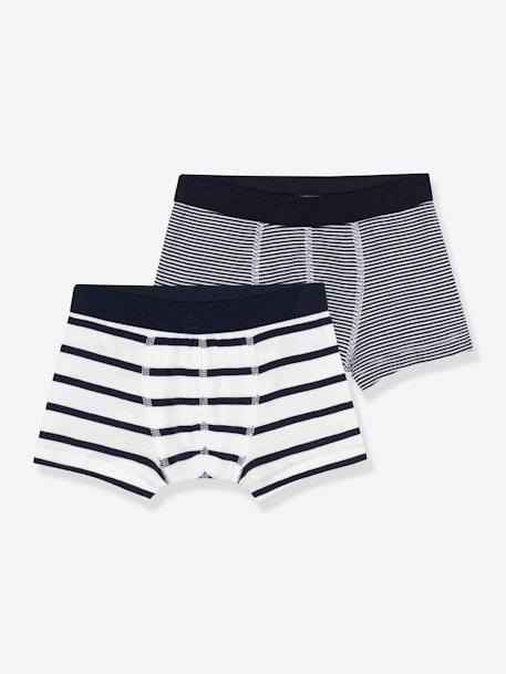 Pack of 2 Striped Boxers, PETIT BATEAU set white 