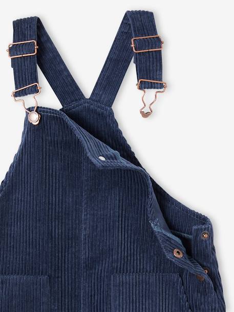 Top + Corduroy Dungaree Dress Outfit for Girls chocolate+night blue 