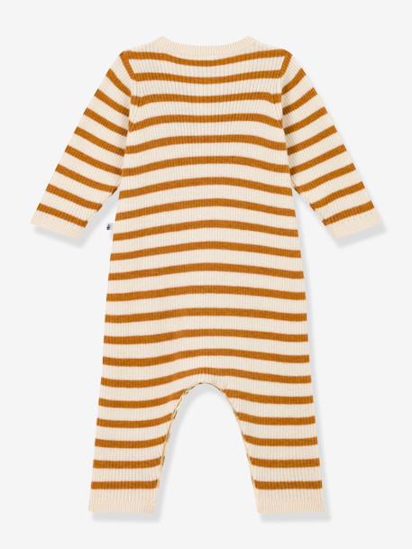 Striped Knitted Jumpsuit for Babies, PETIT BATEAU beige 