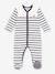 Striped Sleepsuit in Velour for Babies, PETIT BATEAU printed white 