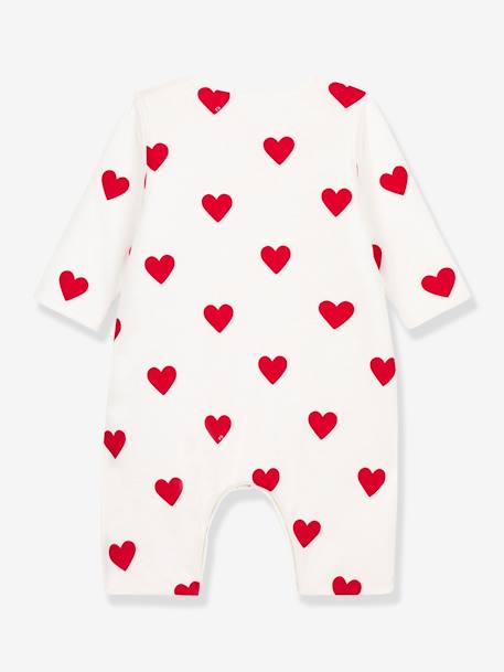 Red Hearts Jumpsuit in Rib Knit for Babies, PETIT BATEAU printed white 