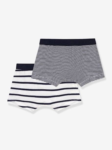 Pack of 2 Striped Boxers, PETIT BATEAU set white 