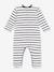 Striped Sleepsuit in Velour for Babies, PETIT BATEAU printed white 