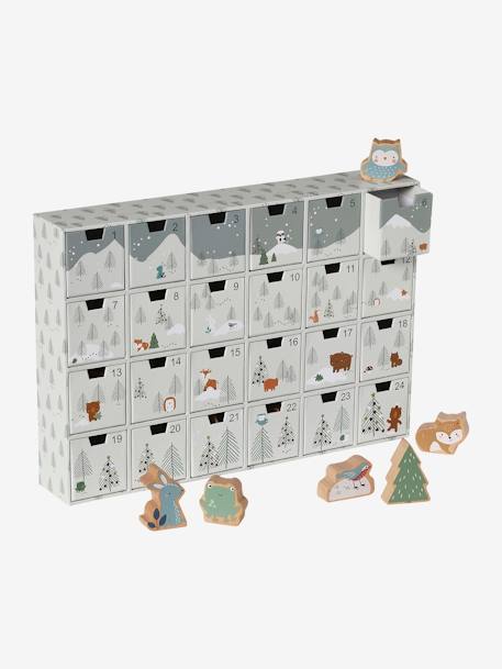 Advent Calendar with Toys in FSC® Wood green+grey+red+wood 