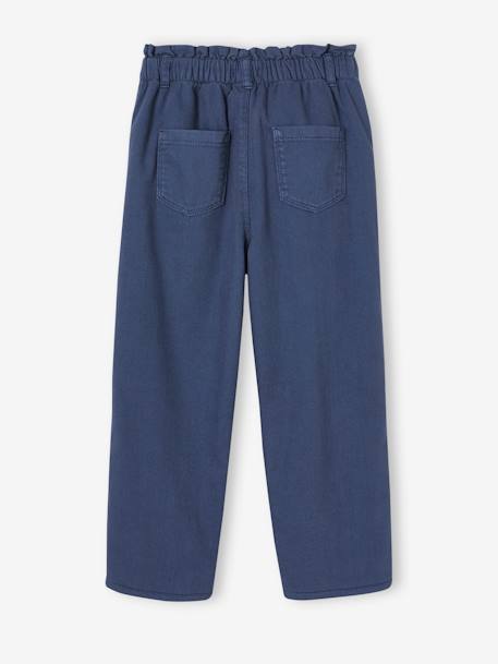 Paperbag-Style Trousers with Polar Fleece Lining for Girls night blue+old rose 