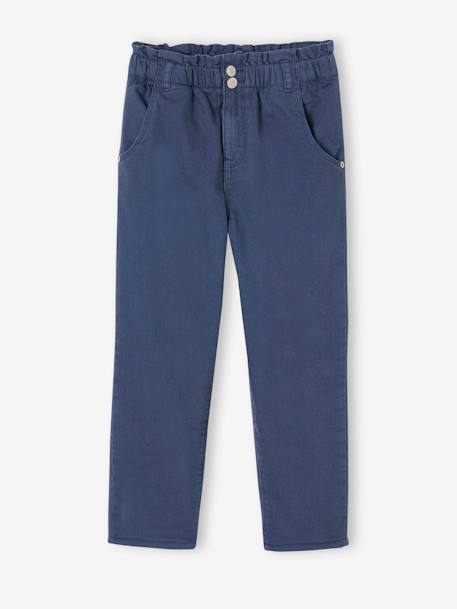 Paperbag-Style Trousers with Polar Fleece Lining for Girls night blue+old rose 