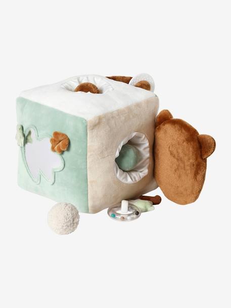 Large Activity Cube in Fabric, Green Forest brown 