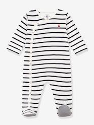 -Striped Sleepsuit in Rib Knit for Babies, PETIT BATEAU