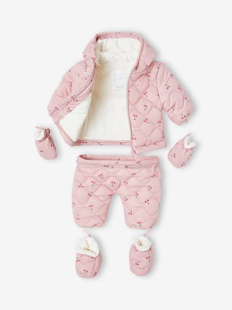 Pramsuit with Mittens & Booties for Babies, 2-in-1 mauve 